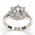 Anillo Blanca de Compromiso en Plata Estilo Flor brillosa