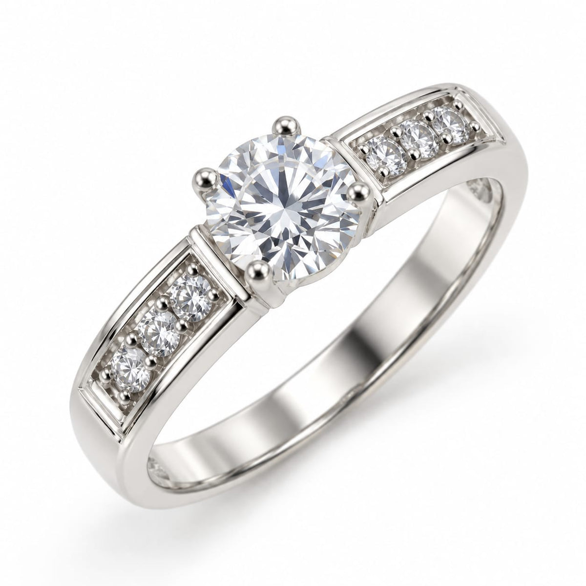 Anillo Fatima de Compromiso en Plata Piedra Redonda