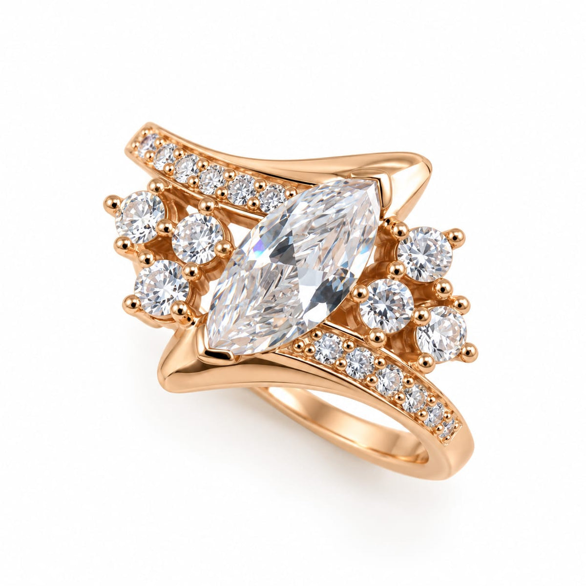 Anillo de compromiso con piedra almendra