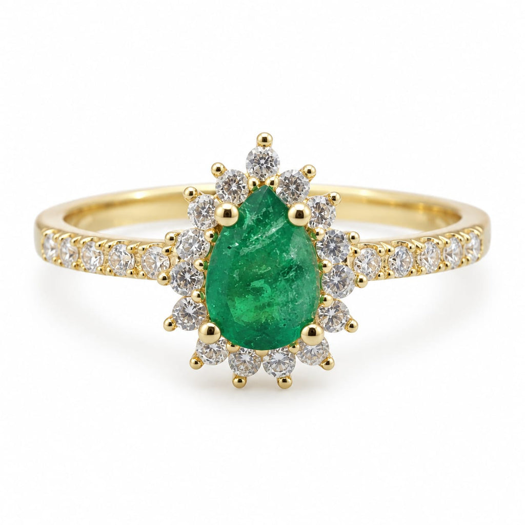 Anillo Gota De Esmeralda