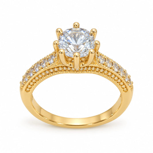 Anillo de compromiso reina en oro 18k – Jade18k