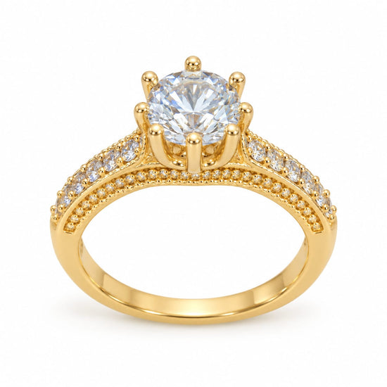 Anillo de compromiso reina en oro 18k – Jade18k