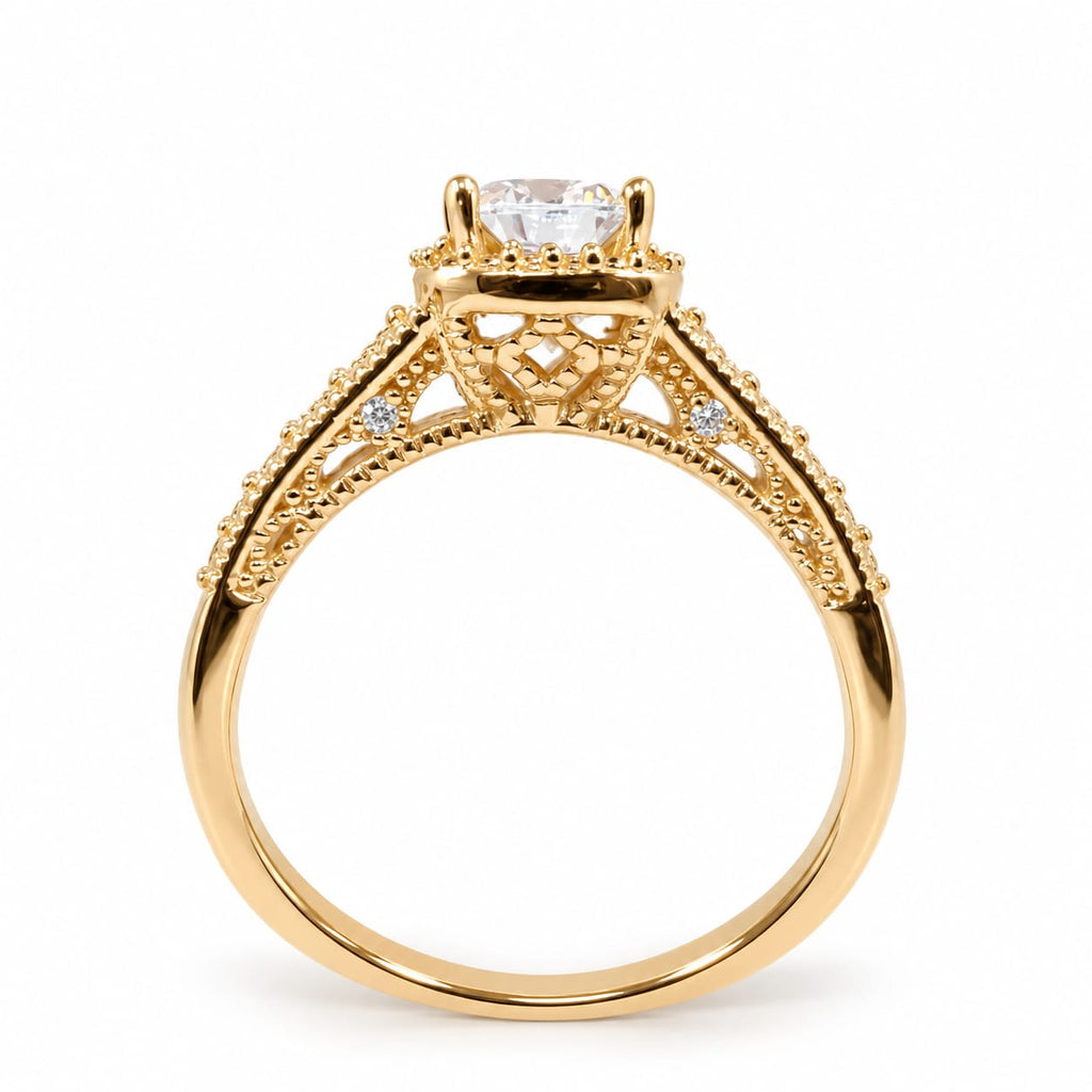 Anillo Alba de Compromiso Con Piedra Blanca Oro 18k