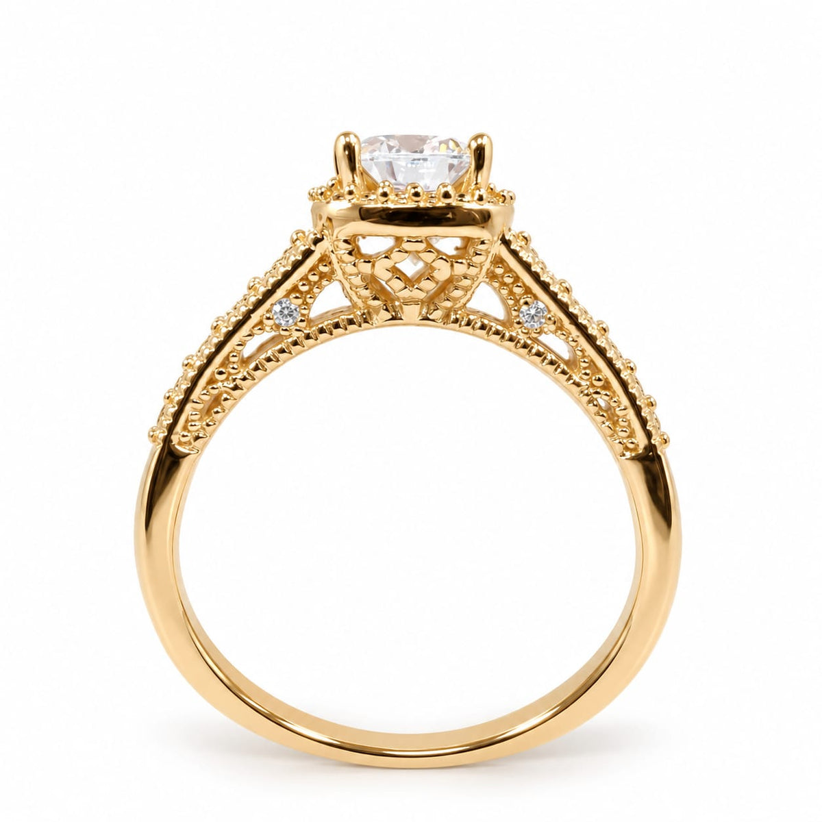 Anillo Alba de Compromiso Con Piedra Blanca Oro 18k