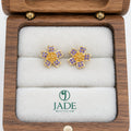Aretes flor con piedras
