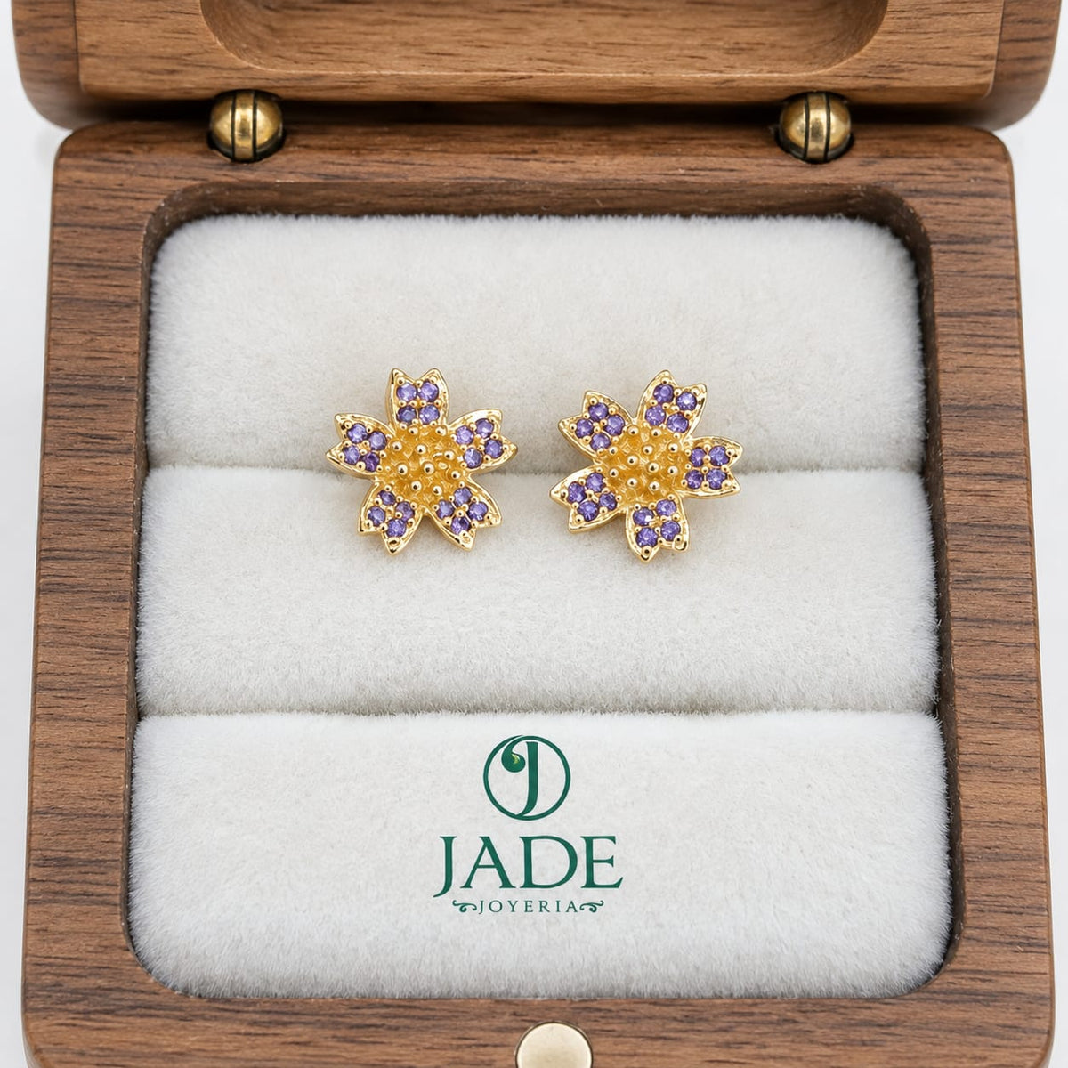 Aretes flor con piedras