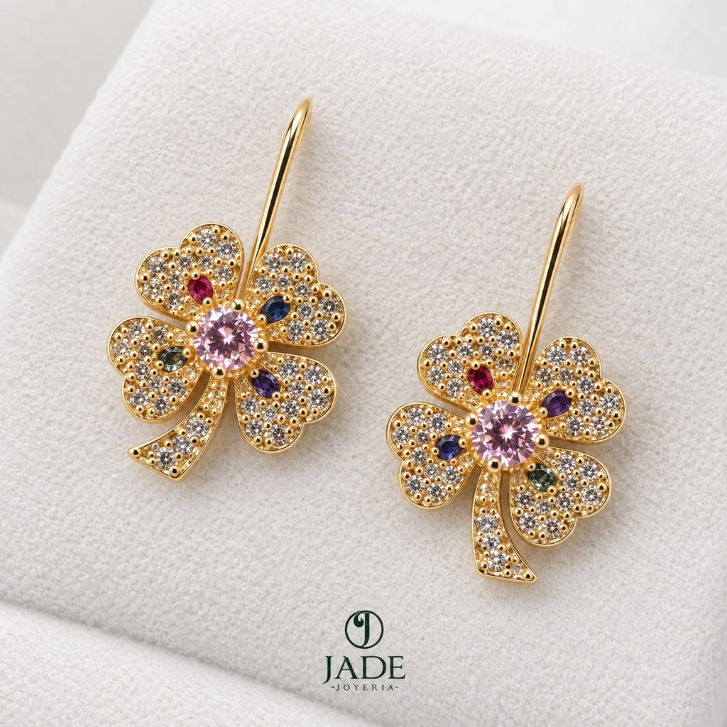 Aretes de flor full piedras