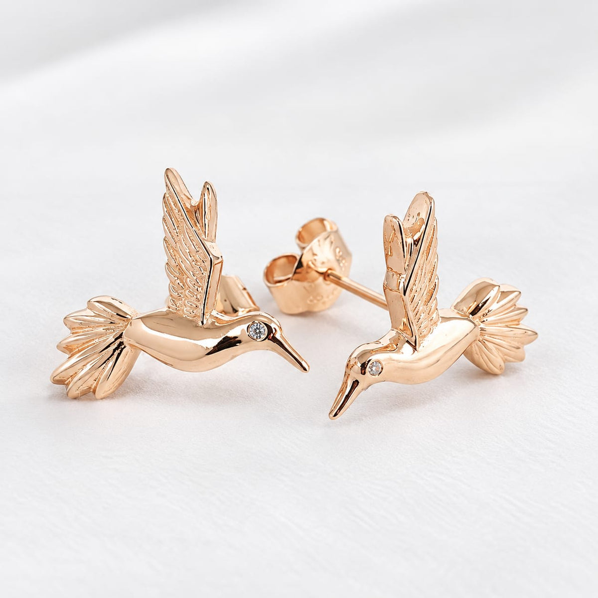 Aretes de Ave Colibri oro 18k