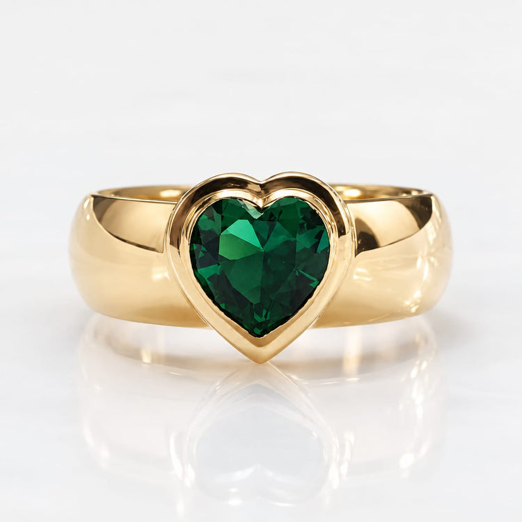 Anillo Corazón Verde en oro 18k – Jade18k