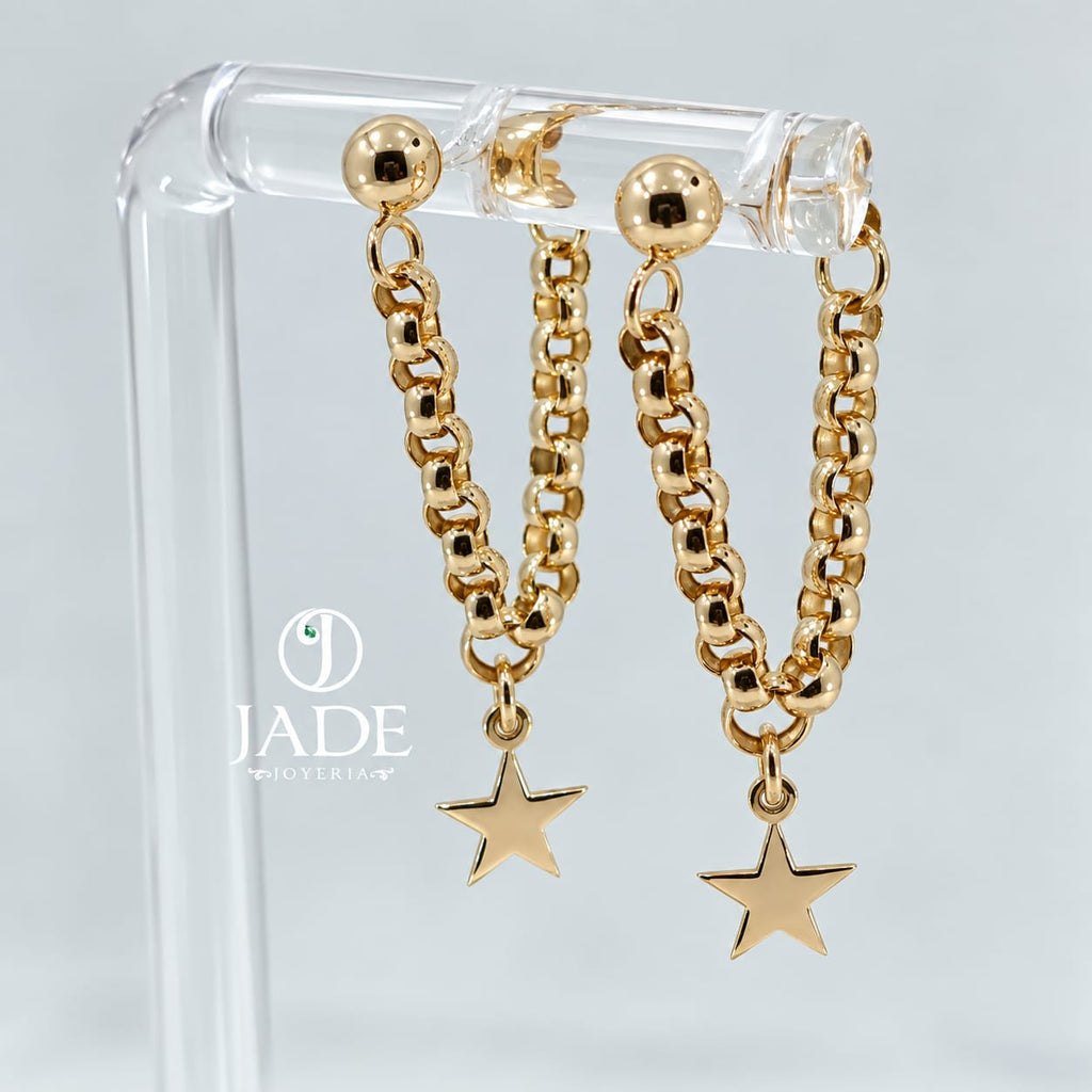 Aretes colgantes rolón con estrellas
