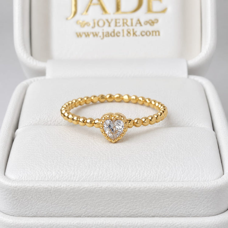 Anillo Corazón Princess en oro 18k – Jade18k
