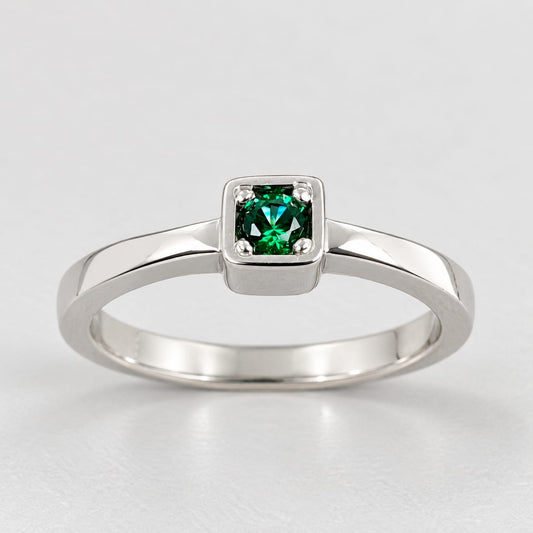Anillo de Compromiso Plata "Esmeralda" – Jade18k (vista 2)