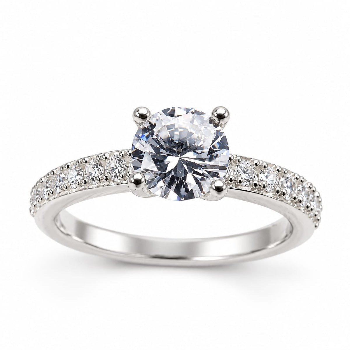 Anillo Mia de Compromiso en Plata Tipo Solitario
