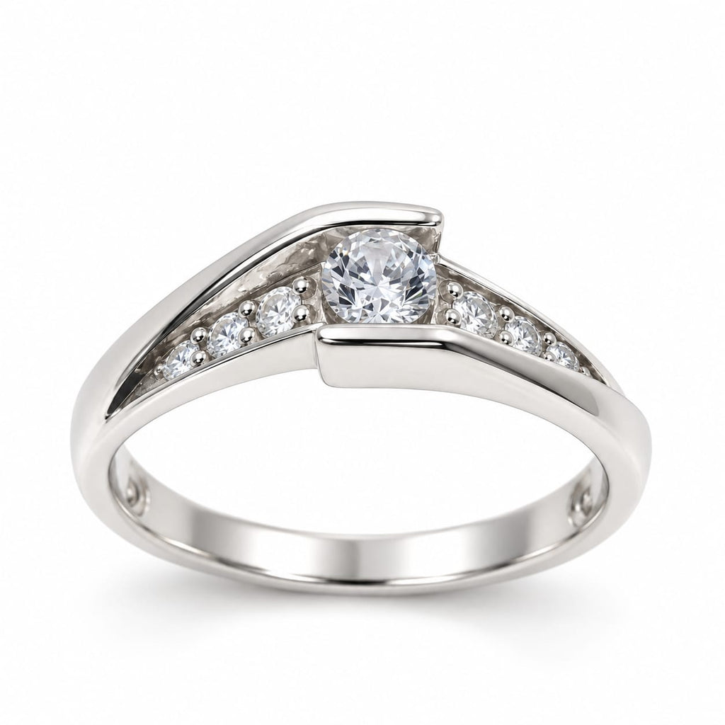Anillo Karina de Compromiso en Plata Ley