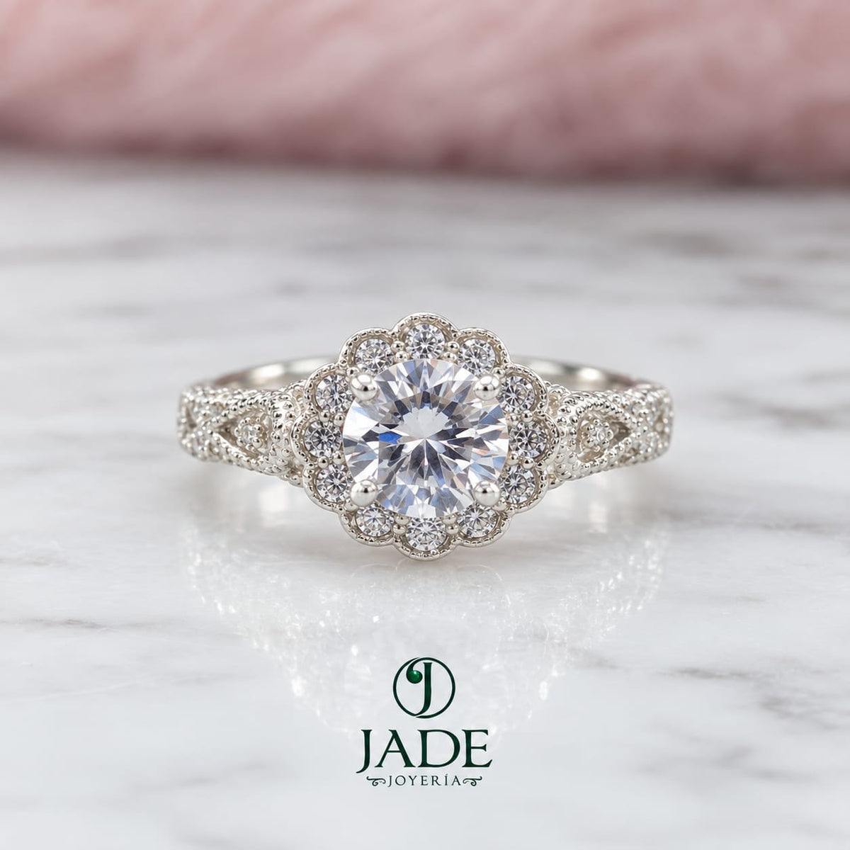 Anillo Flor linsianthus en plata fina