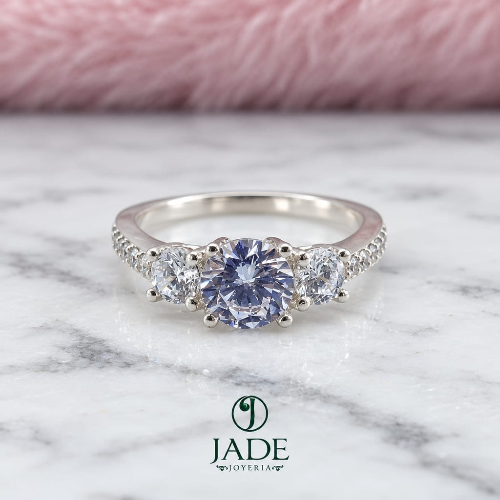 Anillo 3 piedras de Amor en plata fina