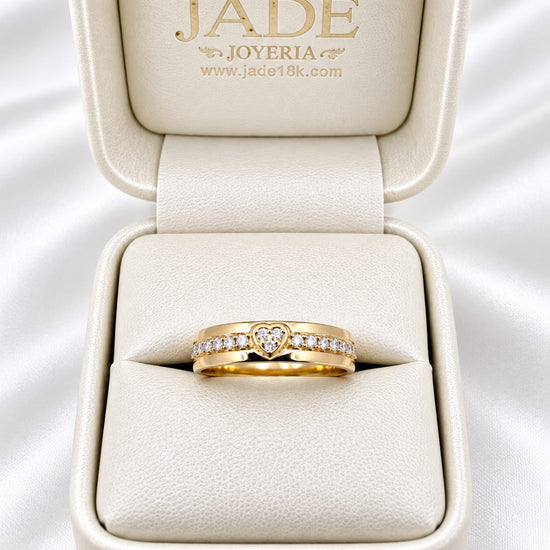 Aro de Boda con moissanite Corazón solitario en oro 18k – Jade18k (vista 2)