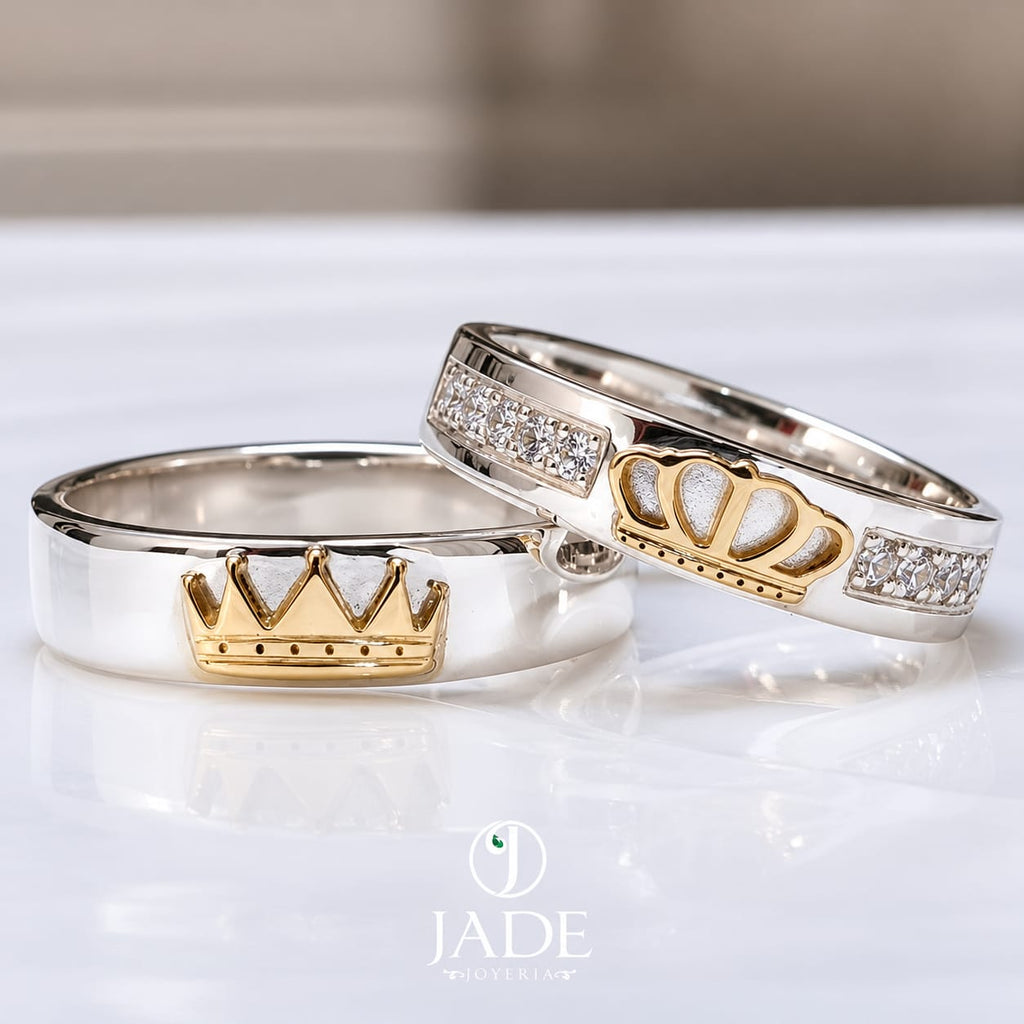 Aros de boda en Oro 18k y plata, Reinas