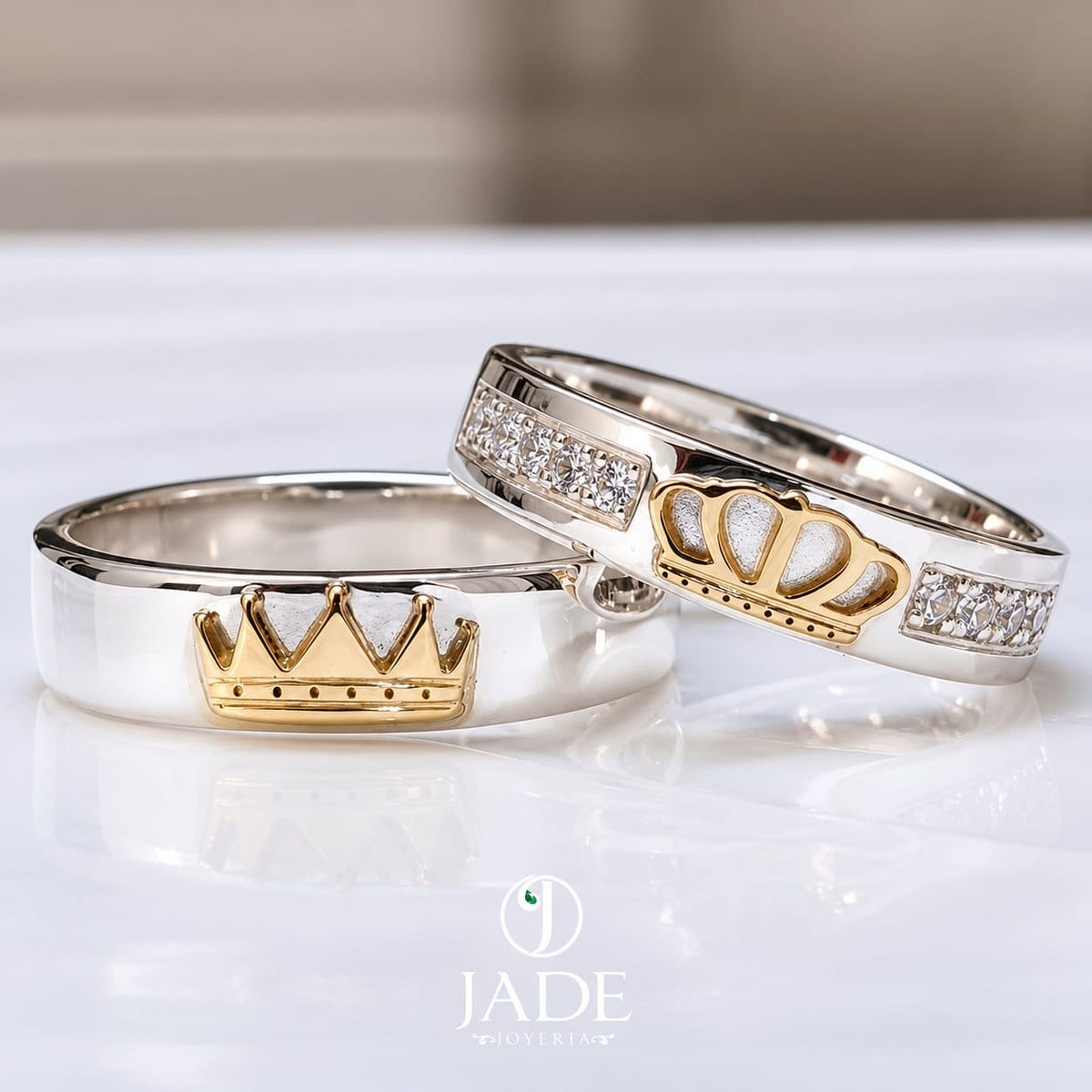 Aros de boda en Oro 18k y plata, Reinas