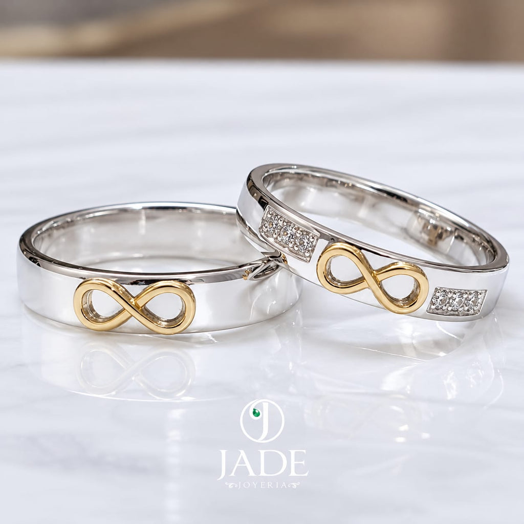 Aros de boda en Oro 18k y plata Infinitos