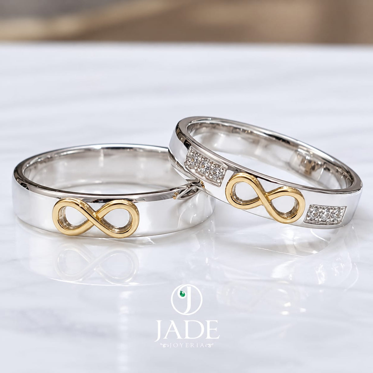 Aros de boda en Oro 18k y plata Infinitos