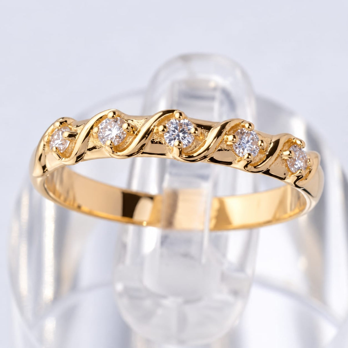 Aro de boda con moisanitas Linea eterna