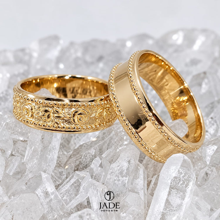 Aros de boda Rosa en oro 18k – Jade18k (vista 2)