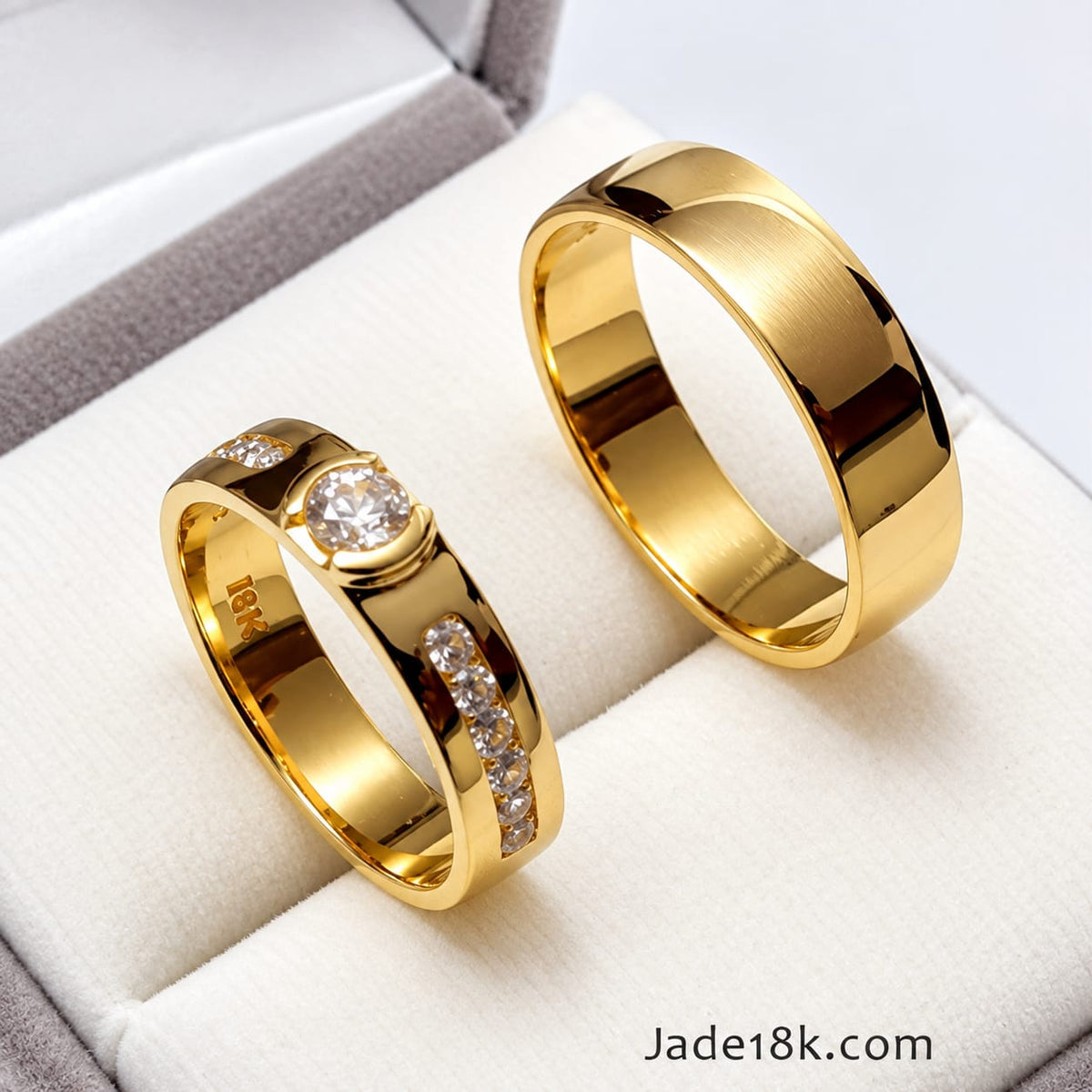 Aros de matrimonio Treysi en oro de 18k