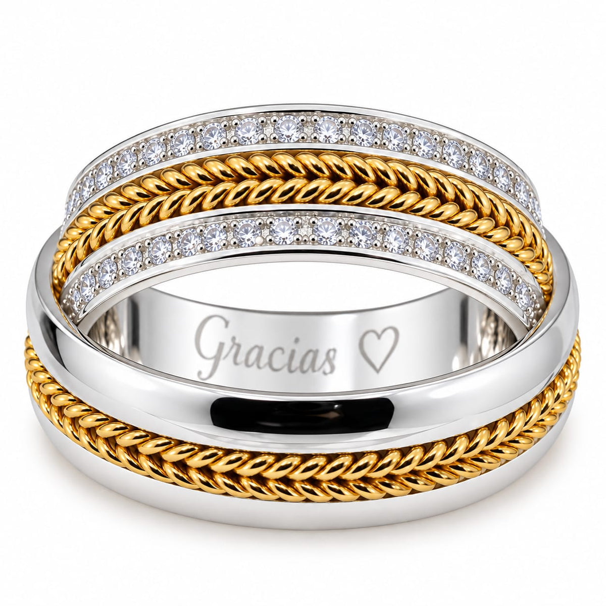 Aros de Boda Plata y Oro, Entrelazados de amor