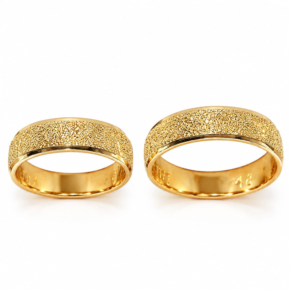 Alianzas aros de boda Escarcha y Brillo Oro de 18k