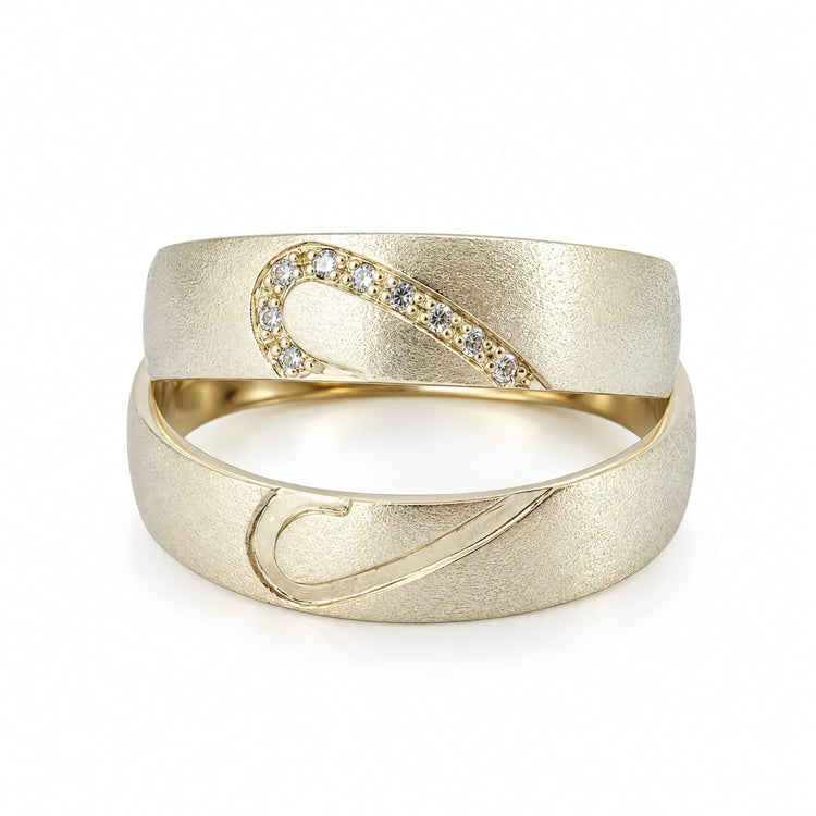 Aros de boda gaspeados Corazón Love en oro 18k – Jade18k