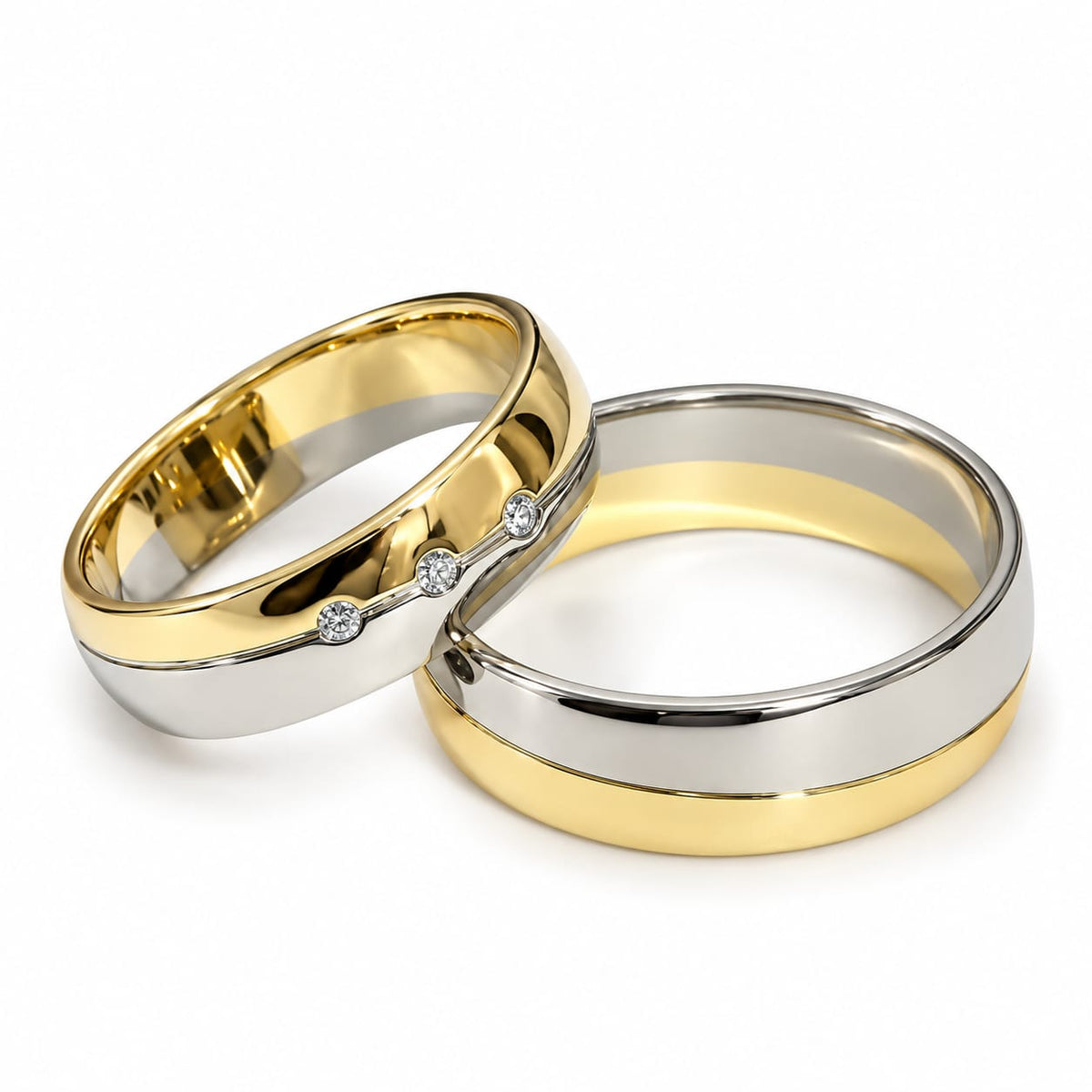 Alianzas aros de boda Bicolor Love Oro de 18k