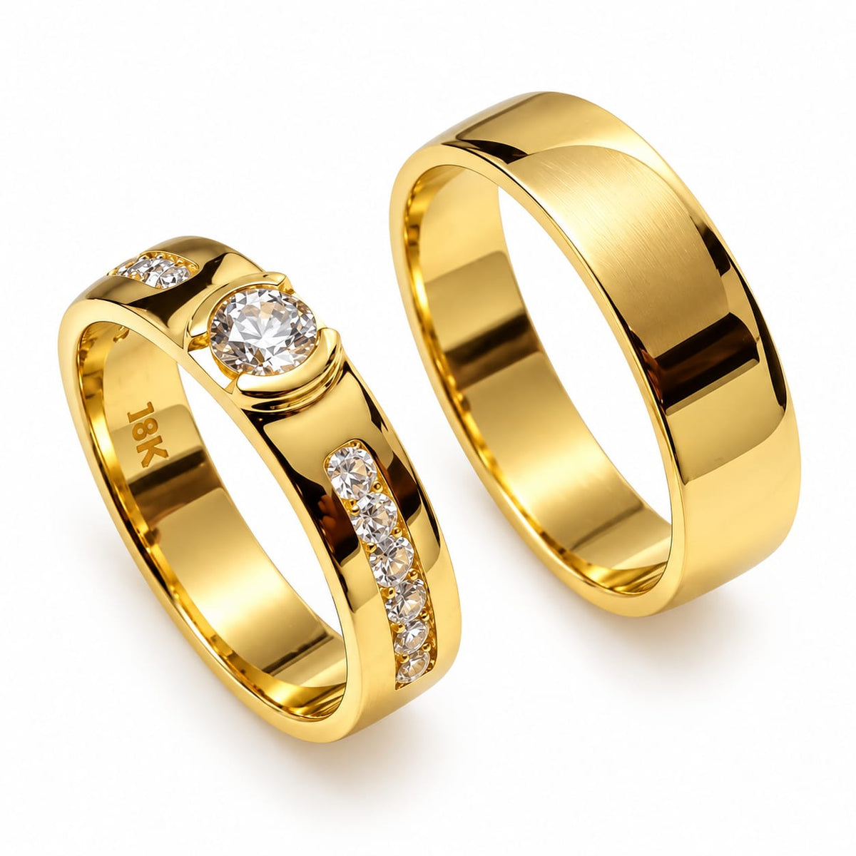 Aros de matrimonio Treysi en oro de 18k