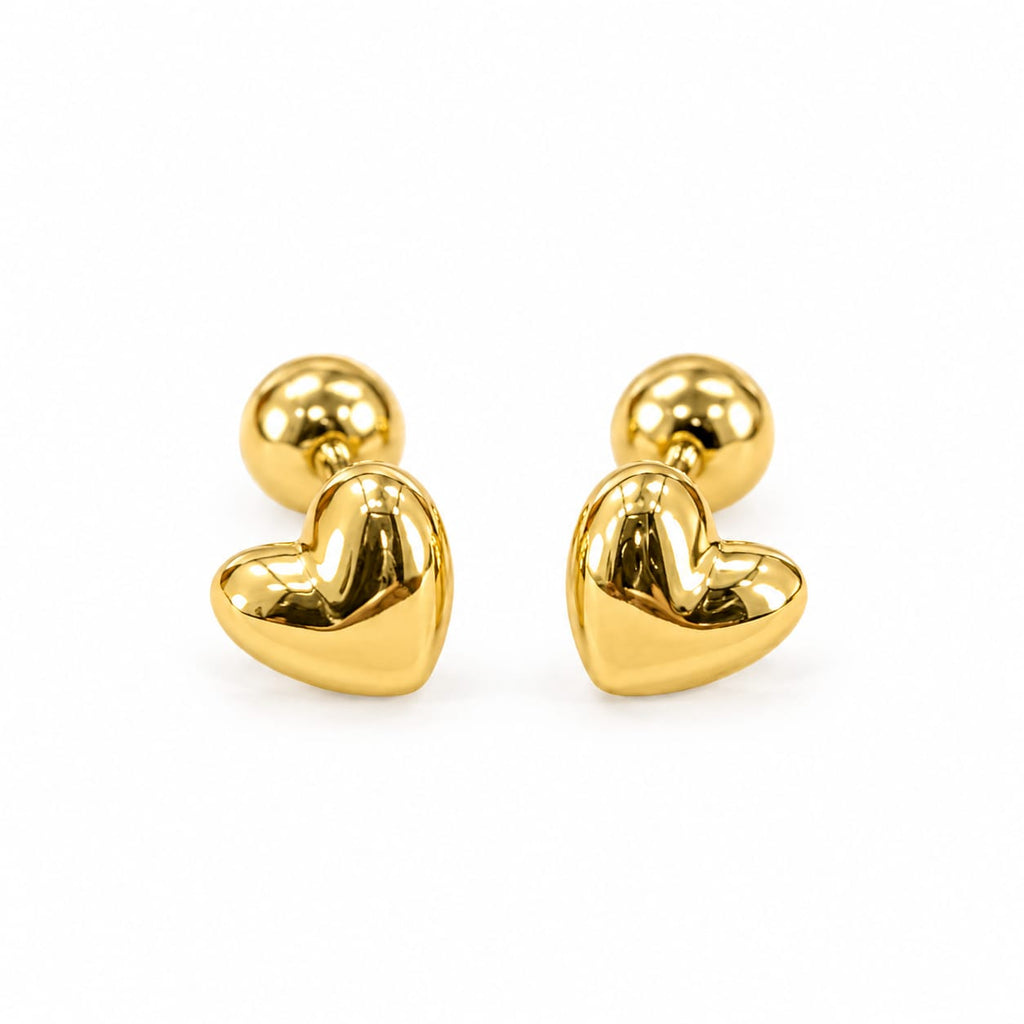 Aretes forma de corazón enroscable