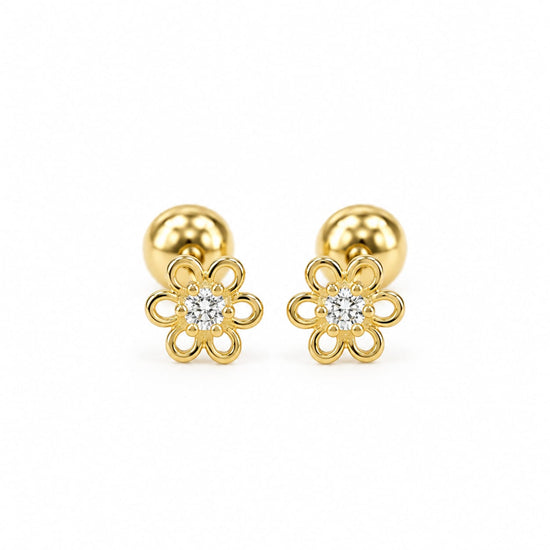 Aretes de Flor enroscable en oro 18k – Jade18k