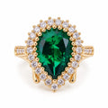 Anillo en Oro 18k Majestad con piedra verde gota