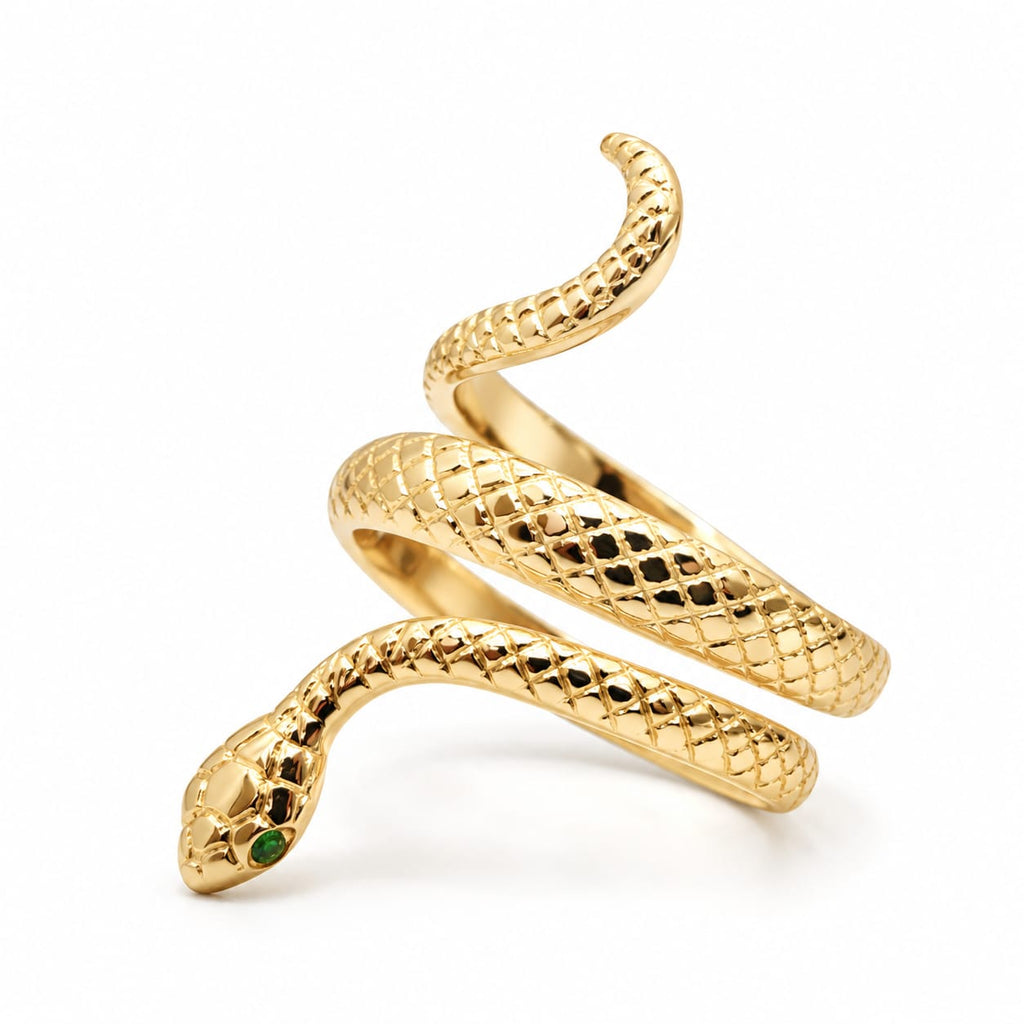 Anillo de serpiente con piedras en los ojos