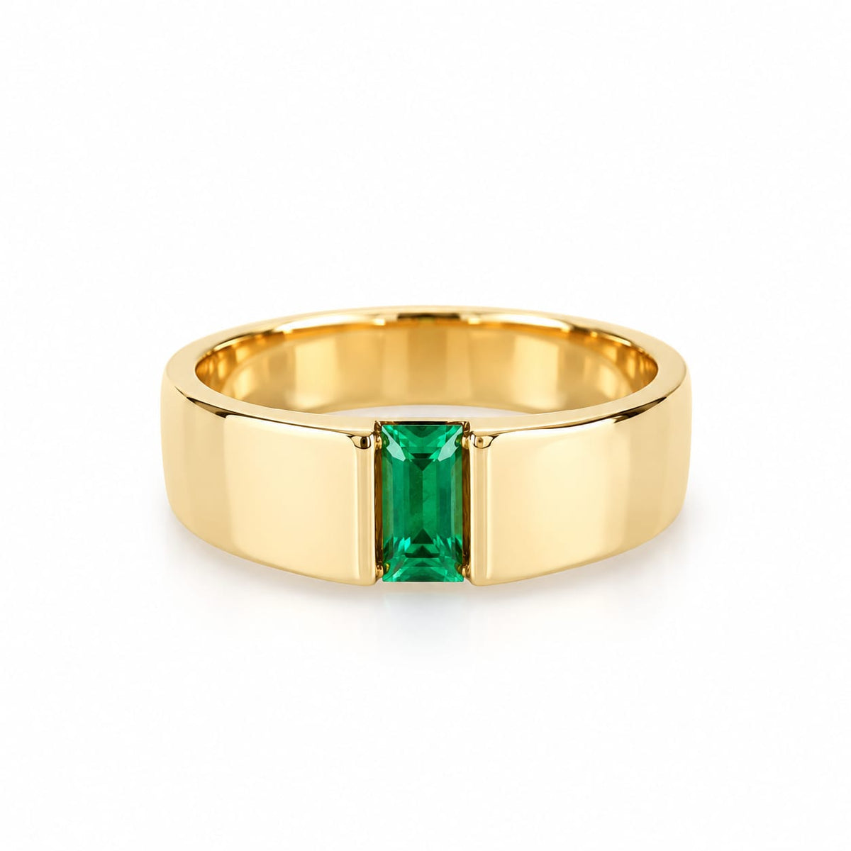Anillo con piedra rectangular verde