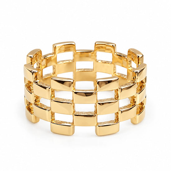 Anillo tejido ancho en oro 18k – Jade18k