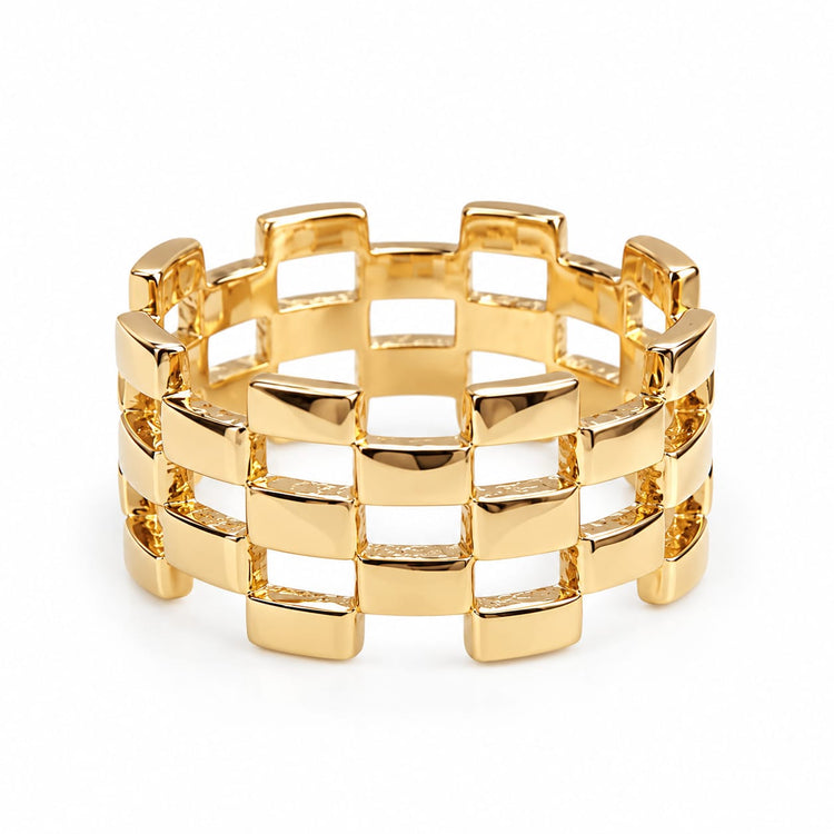 Anillo tejido ancho en oro 18k – Jade18k