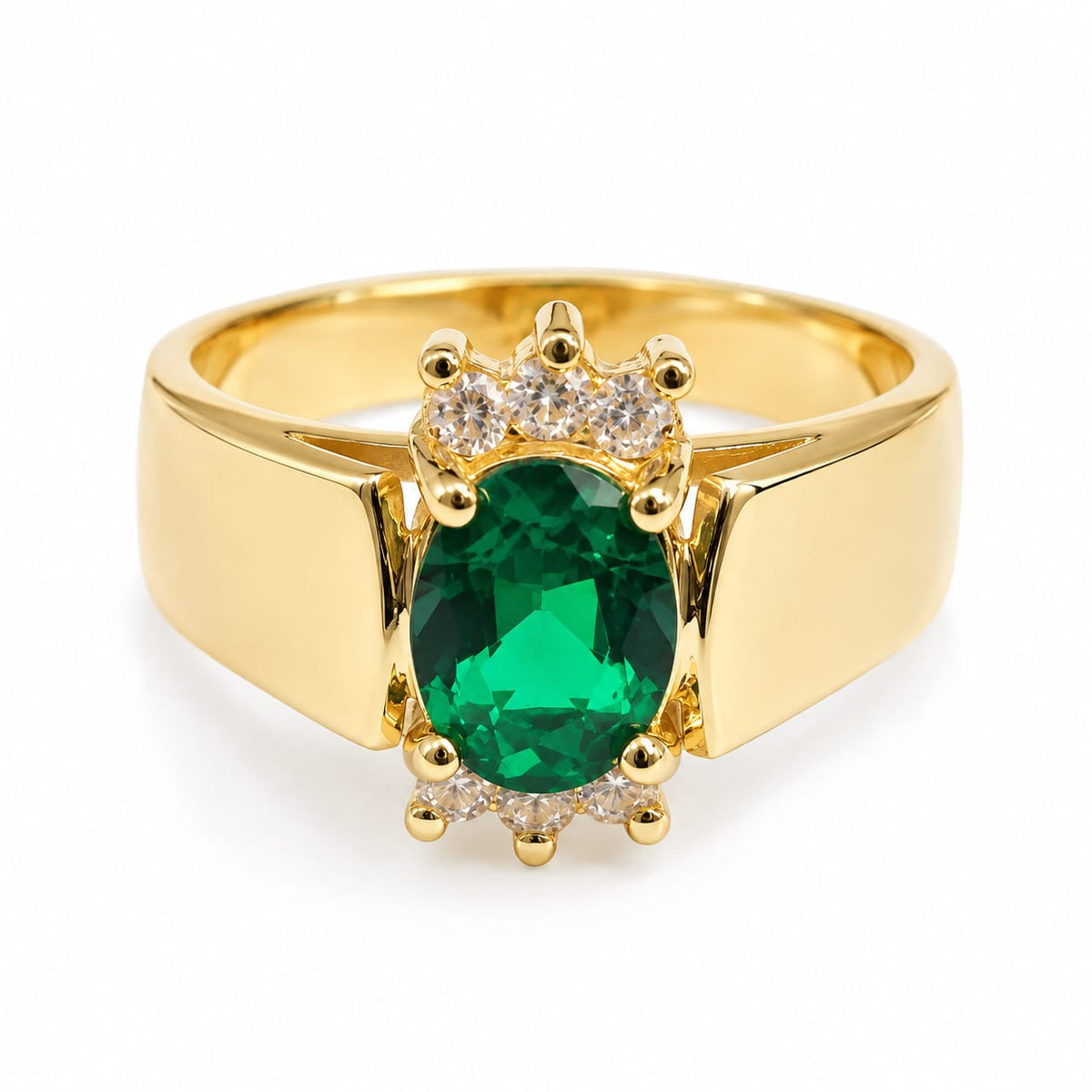 Anillo Piedra Oval Verde Oro de 18k