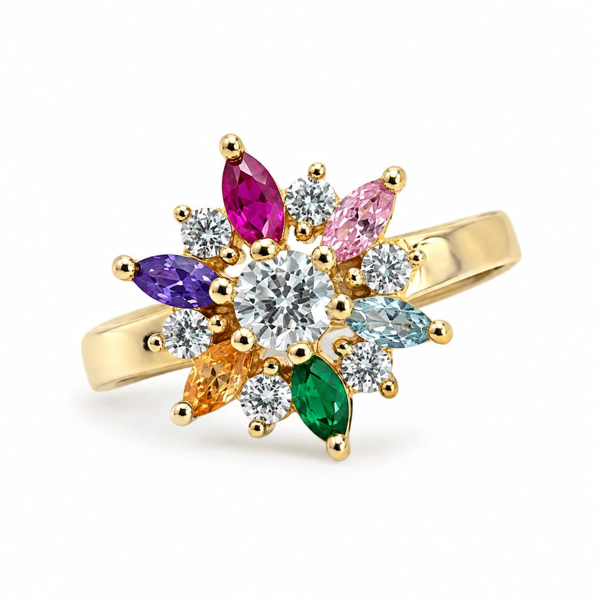 Anillo con piedras en forma de Flor