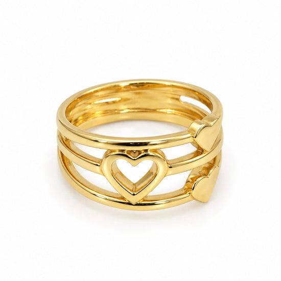 Anillo Tres en uno corazón en oro 18k – Jade18k