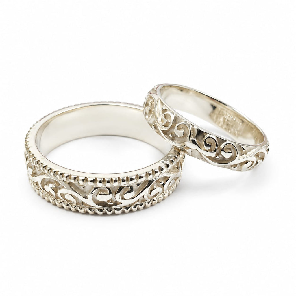 Alianzas estilo vintage en plata ley