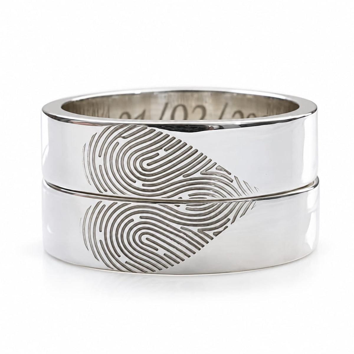 Aros con huella dactilar en plata ley