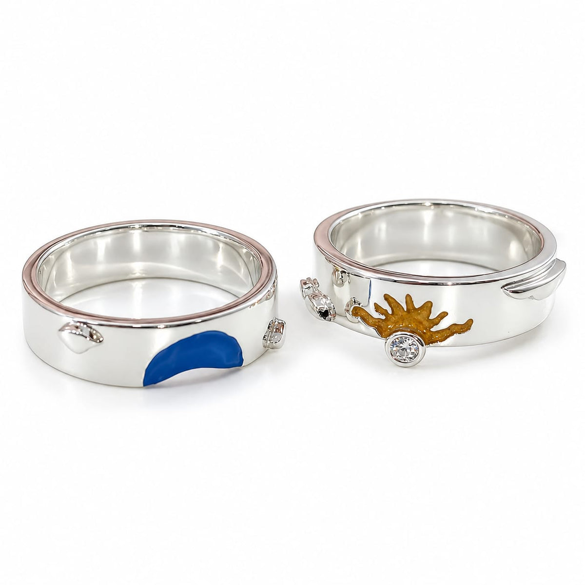 Alianzas Sol y Luna de plata fina