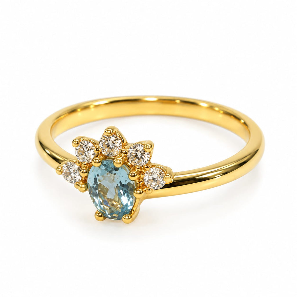 Anillo con Piedra Natural Agua Marina