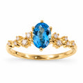 Anillo Con Moissanitas y  Piedra Natural Topacio
