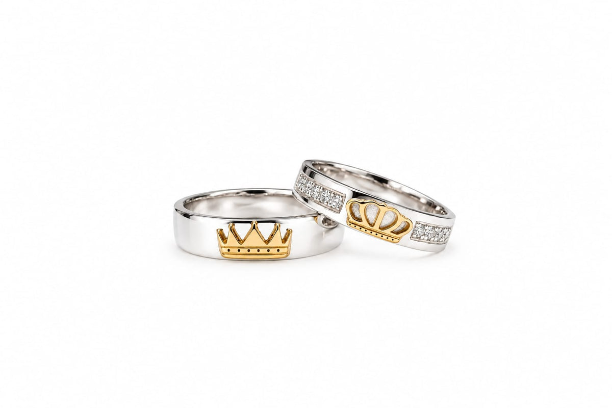 Aros de boda en Oro 18k y plata, Reinas