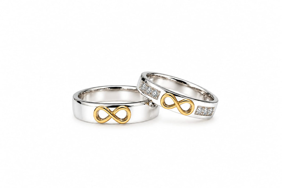 Aros de boda en Oro 18k y plata Infinitos